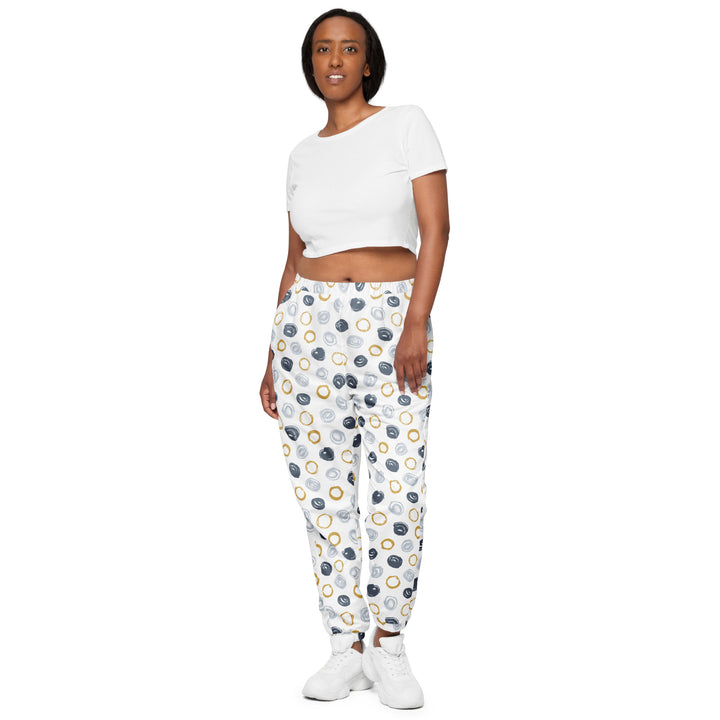 Unisex Track Pants - White-Yellow Dots