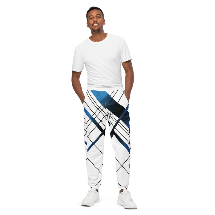 Unisex Track Pants - White-Blue Abstract