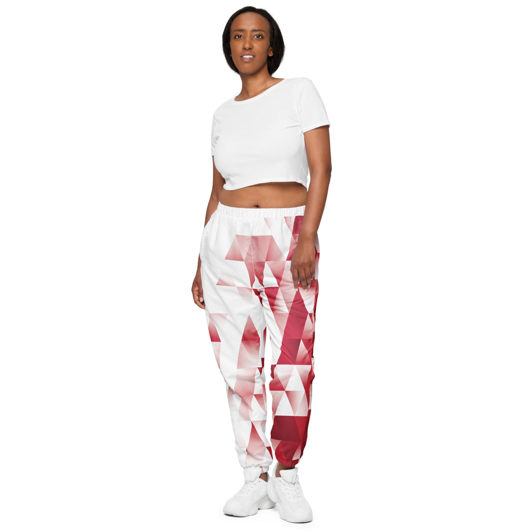 Unisex Track Pants - White-Red Fade