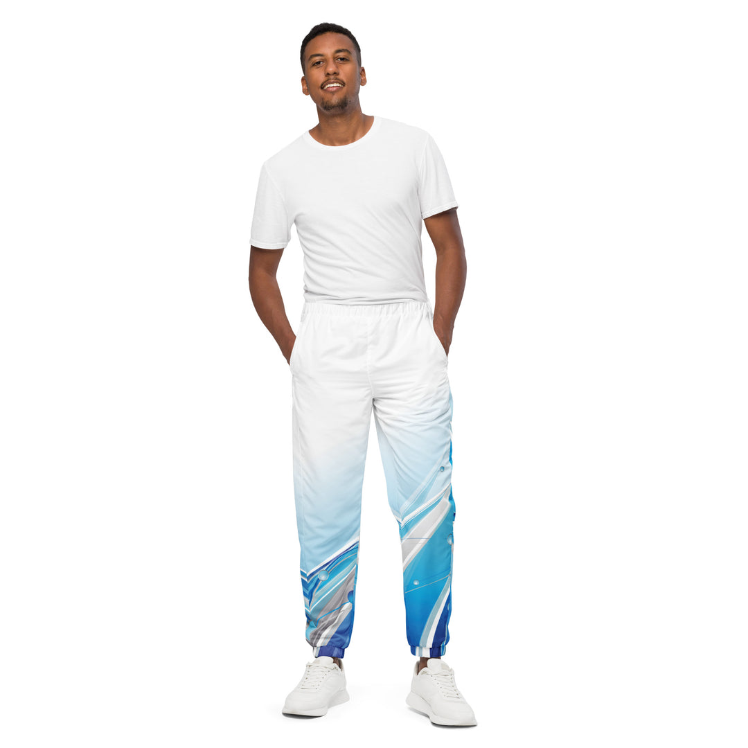 Unisex Track Pants - White-Blue Jet