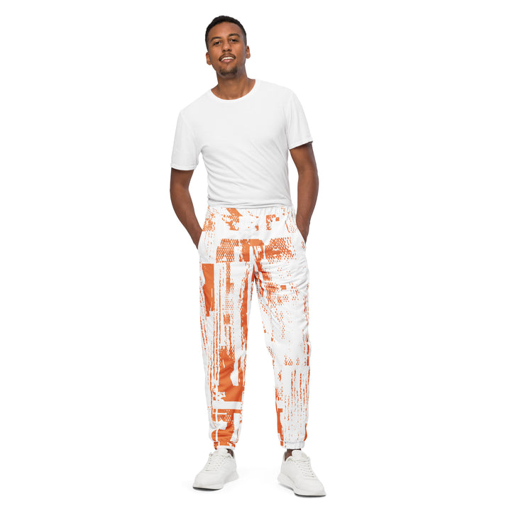 Unisex Track Pants - White-Orange Paint