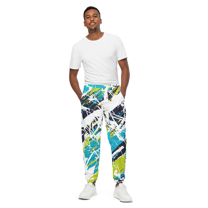 Unisex Track Pants - White-Green Curve