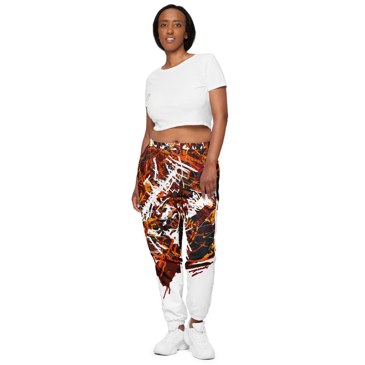 Unisex Track Pants - White-Red Machine