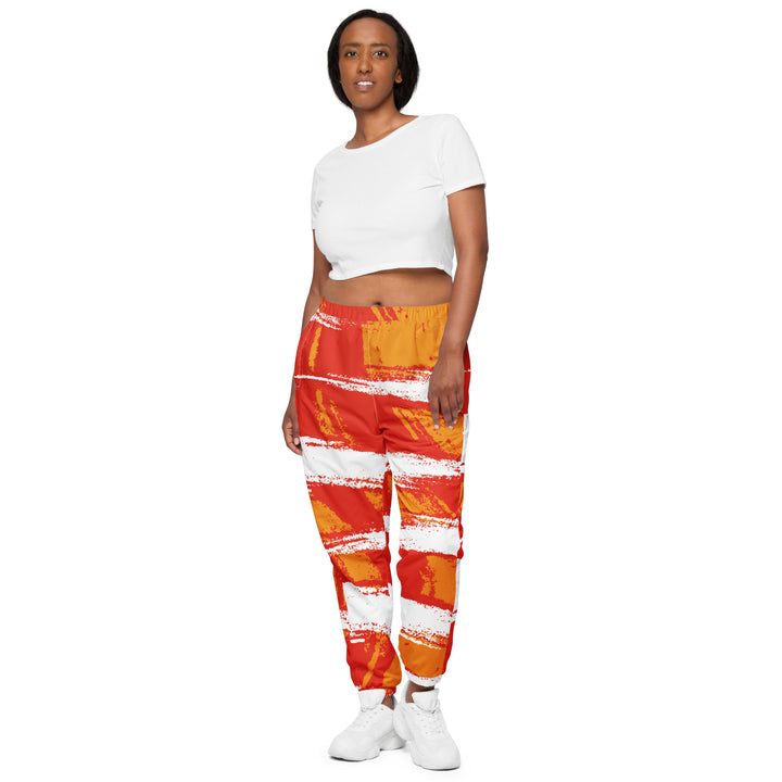 Unisex Track Pants - White-Orange Strike