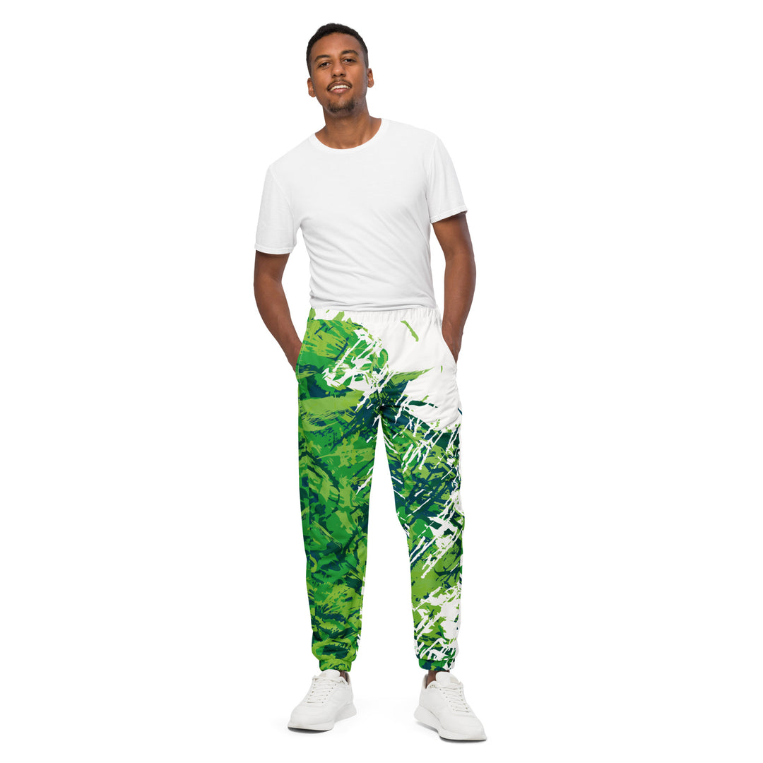 Unisex Track Pants - Green-White Park