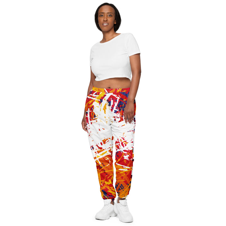 Unisex Track Pants - White-Orange Rage