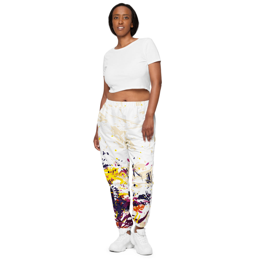 Unisex Track Pants - White-Purple Burst