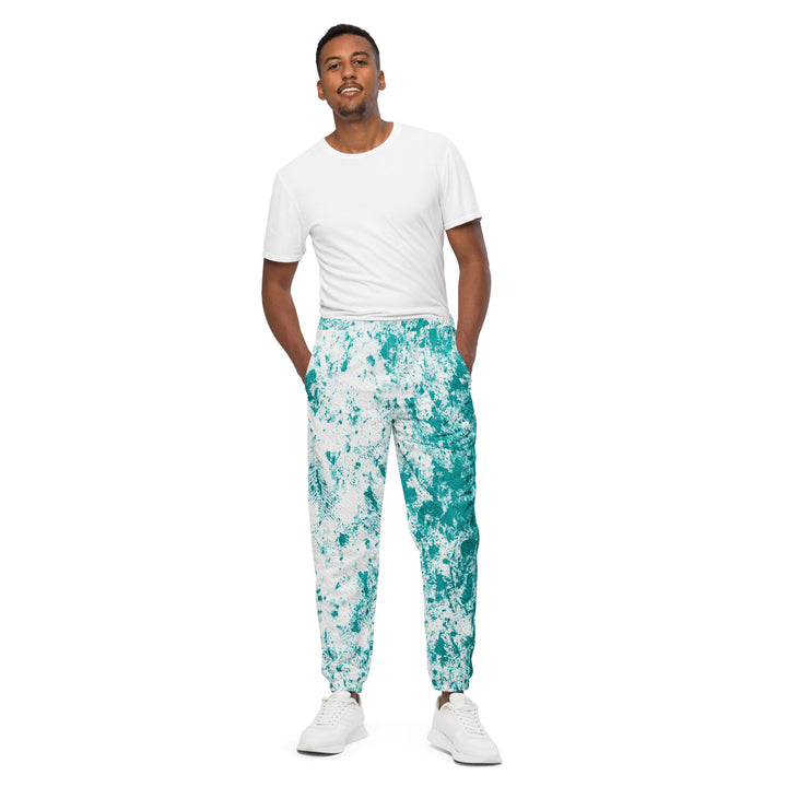 Unisex Track Pants - White-Turquoise Paint