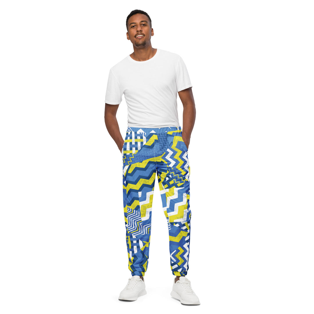 Unisex Track Pants - Blue-Yellow Shake