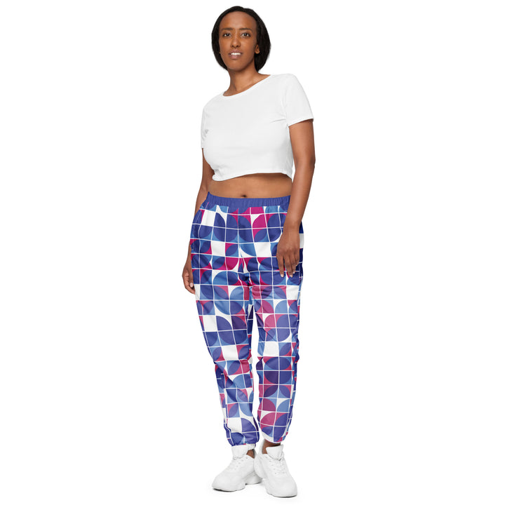 Unisex Track Pants - White-Purple Square