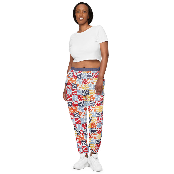 Unisex Track Pants - White-Orange Square