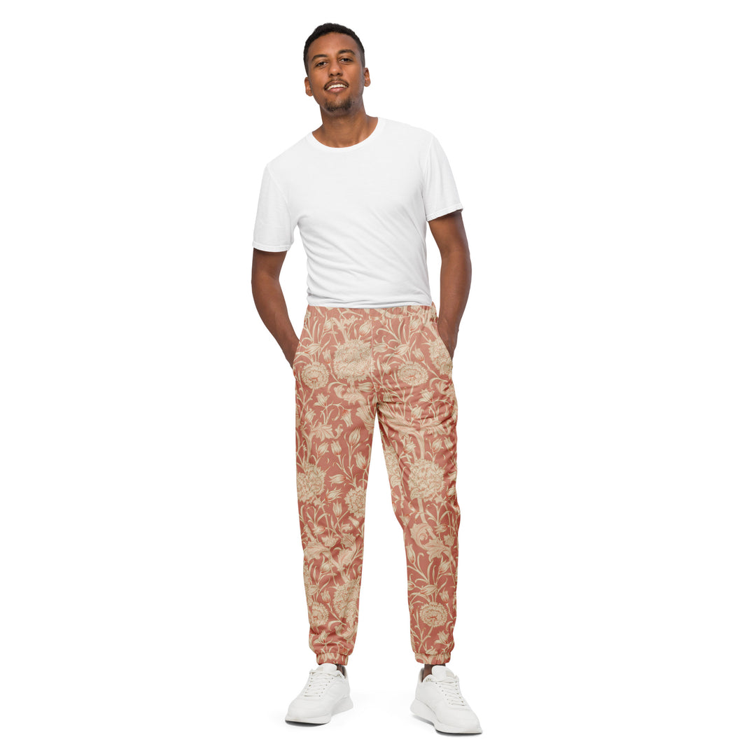 Unisex Track Pants - Orange-Beige Flower