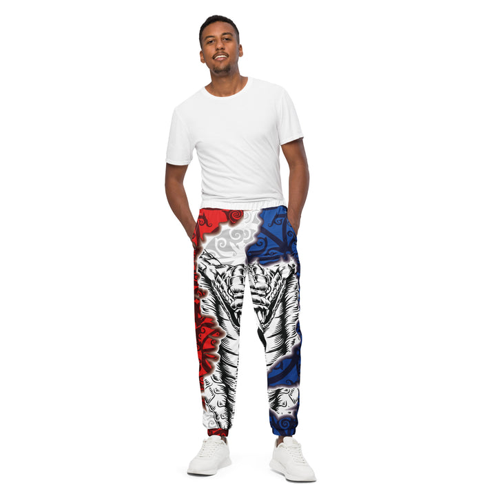 Unisex Track Pants - White-Red Snake