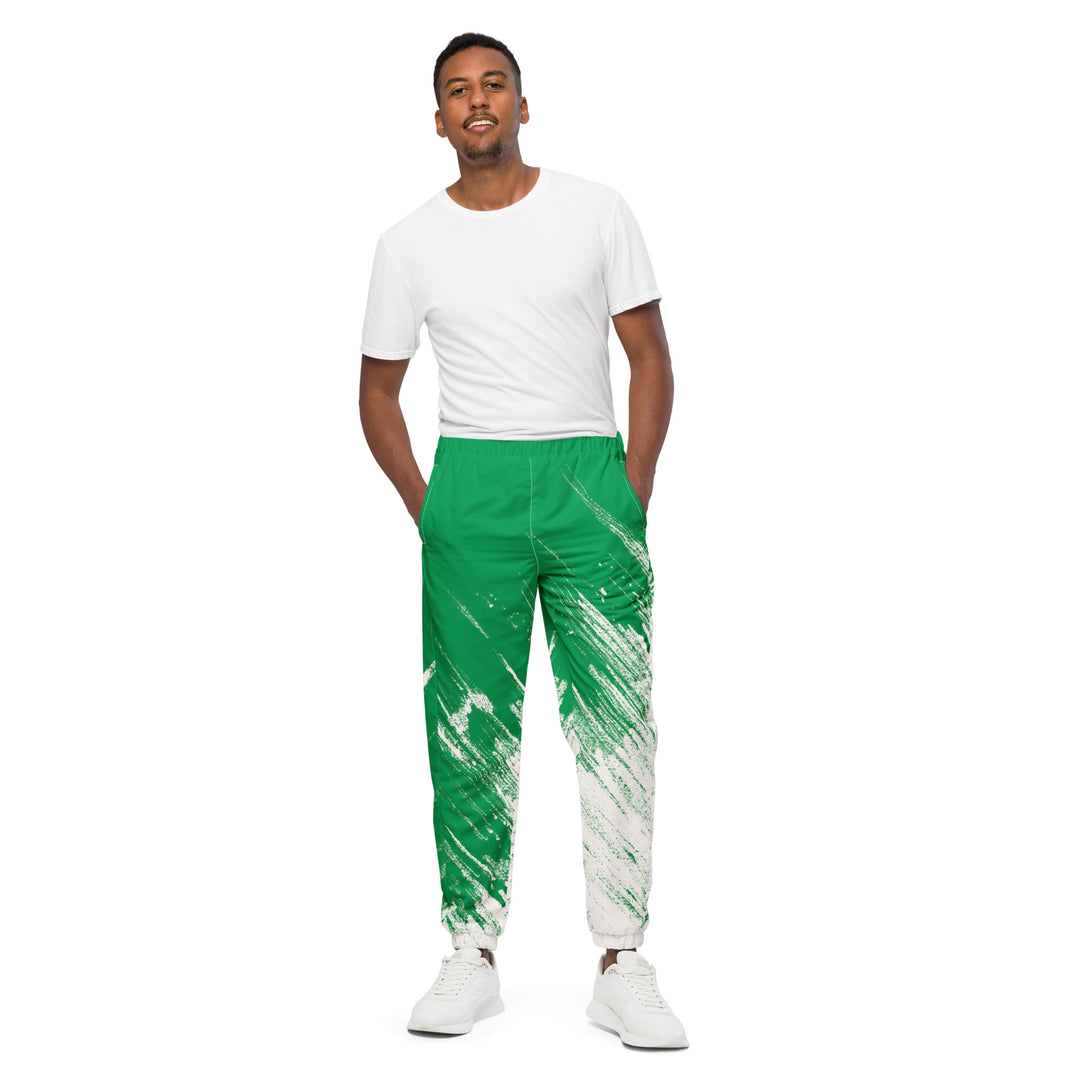 Unisex Track Pants - Green-White Draw