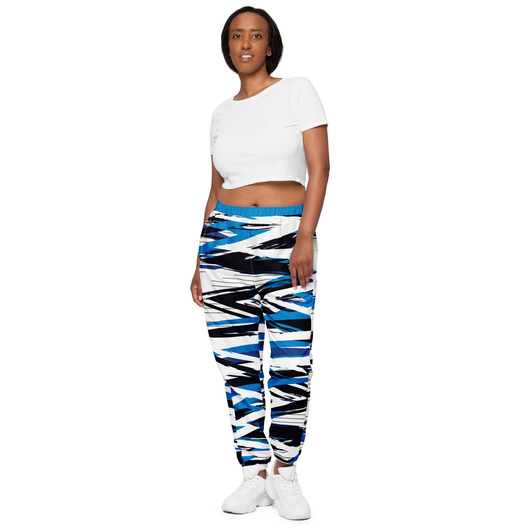 Unisex Track Pants - White-Blue Criss