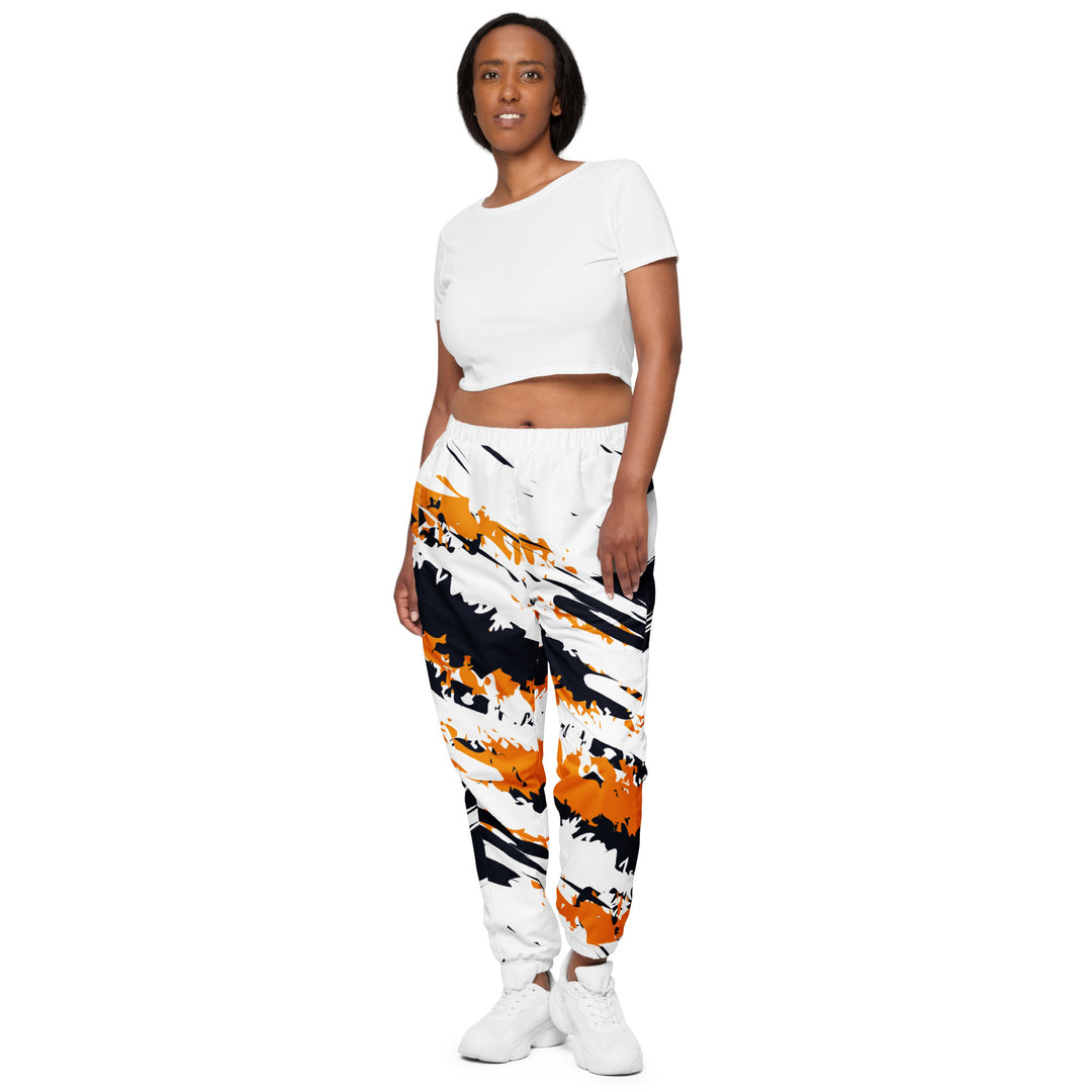 Unisex Track Pants - White-Orange Ruin