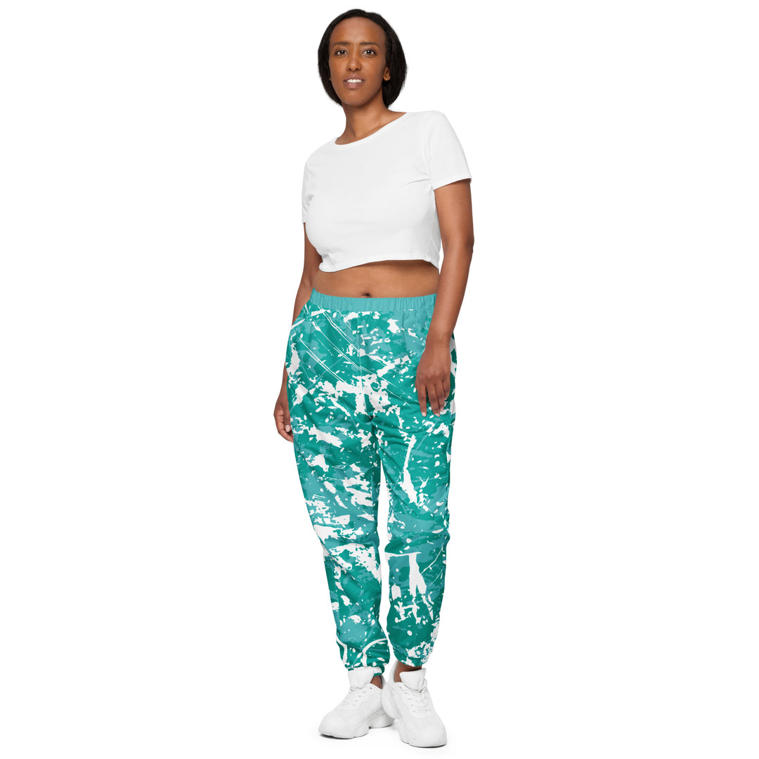 Unisex Track Pants - Turquoise-White Grain