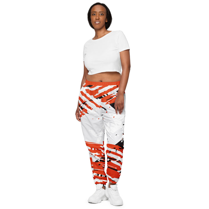 Unisex Track Pants - White-Orange Fair