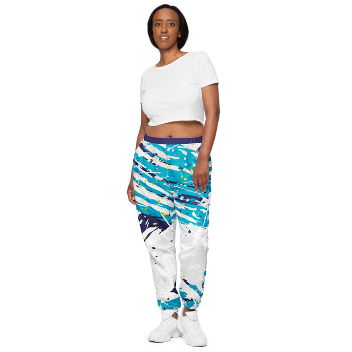 Unisex Track Pants - White-Blue Fair