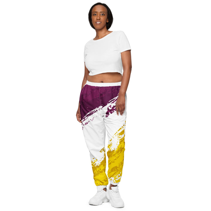 Unisex Track Pants - White-Yellow Burst