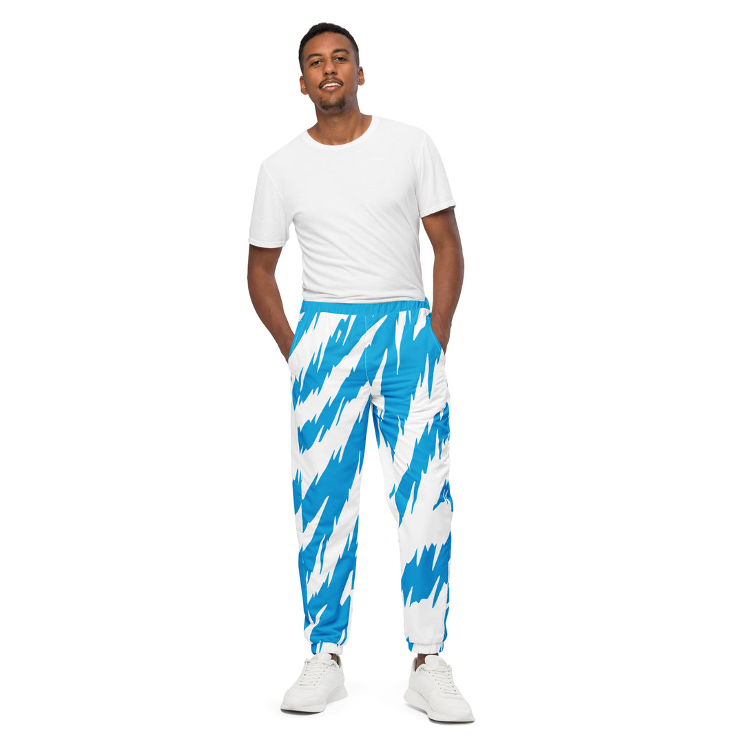 Unisex Track Pants - White-Blue Safari