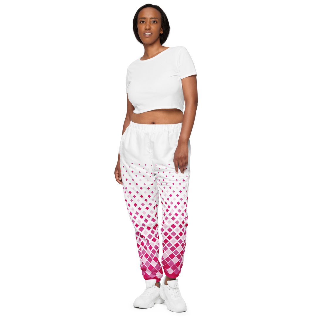 Unisex Track Pants - White-Pink Fade