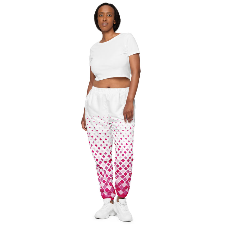 Unisex Track Pants - White-Pink Fade