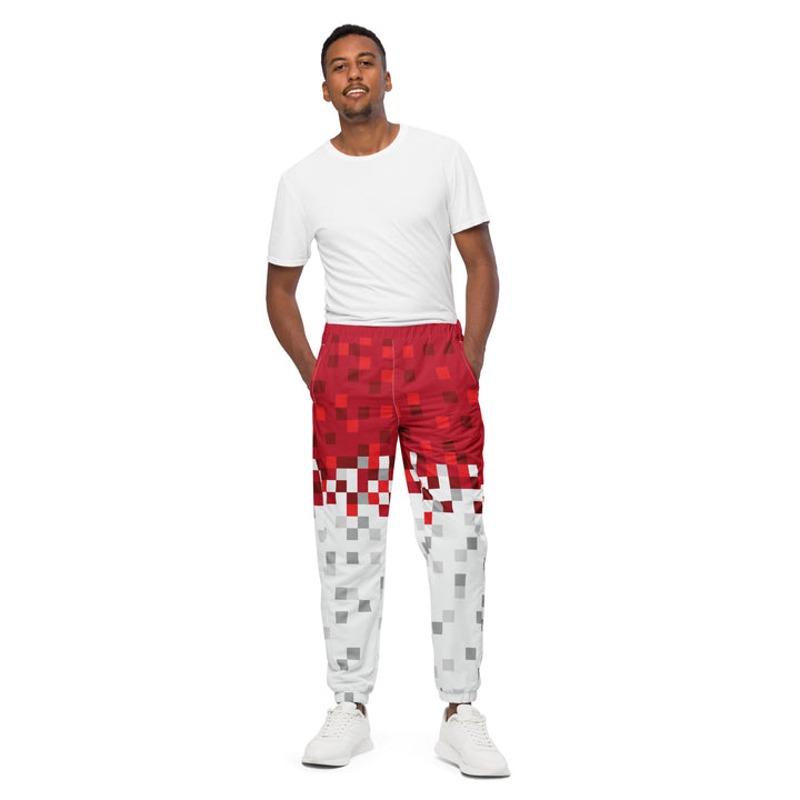 Unisex Track Pants - White-Red Pixel