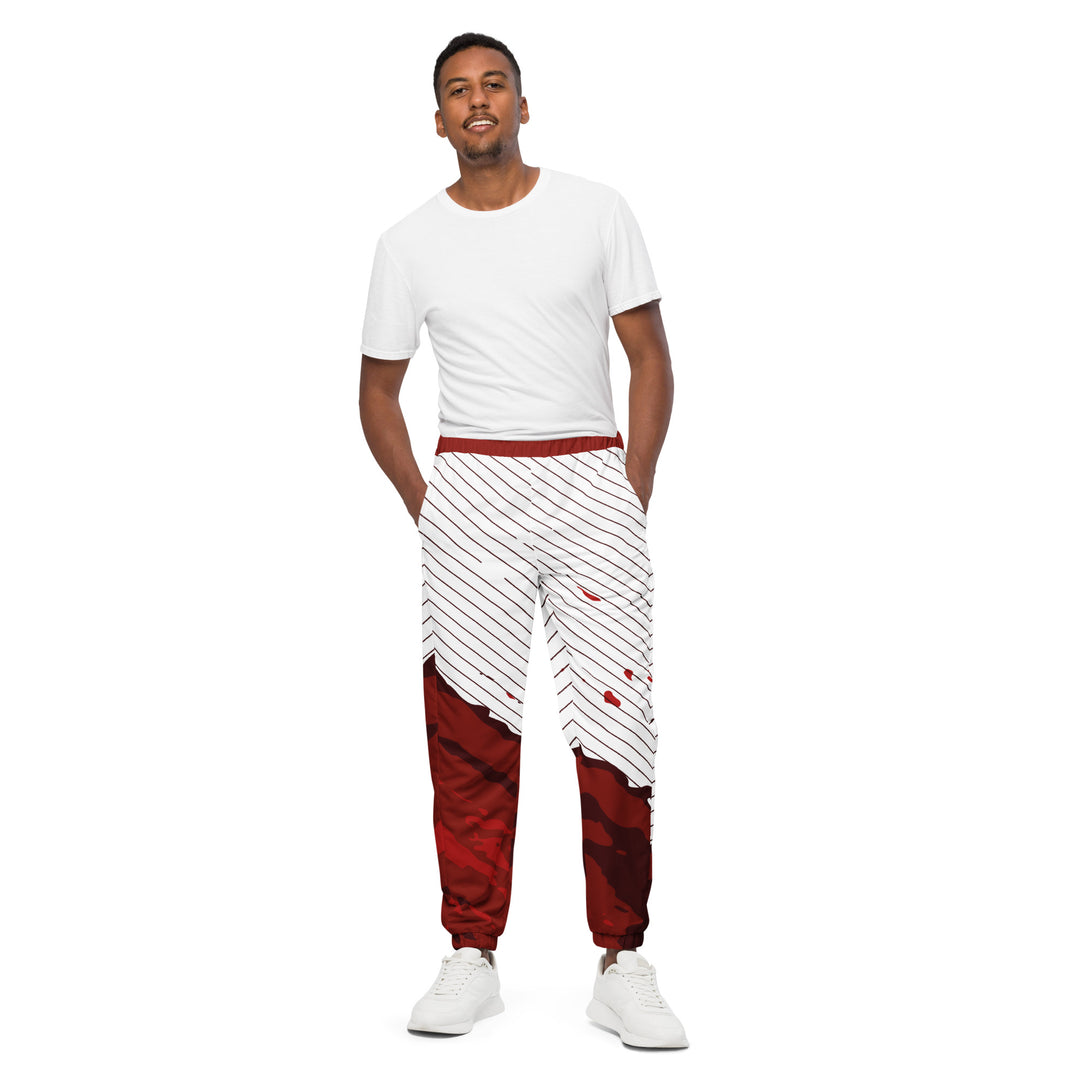 Unisex Track Pants - White-Red Guard