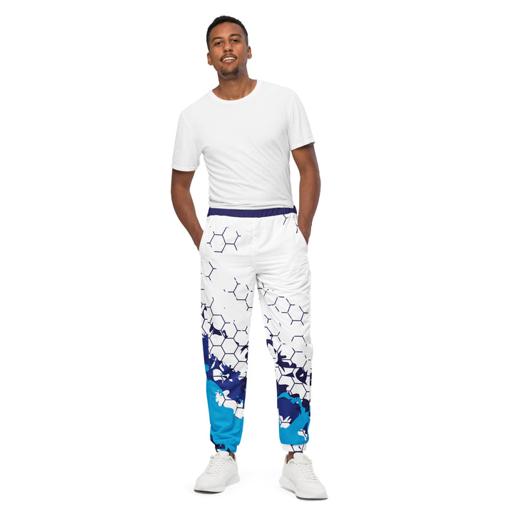 Unisex Track Pants - White-Blue Comb