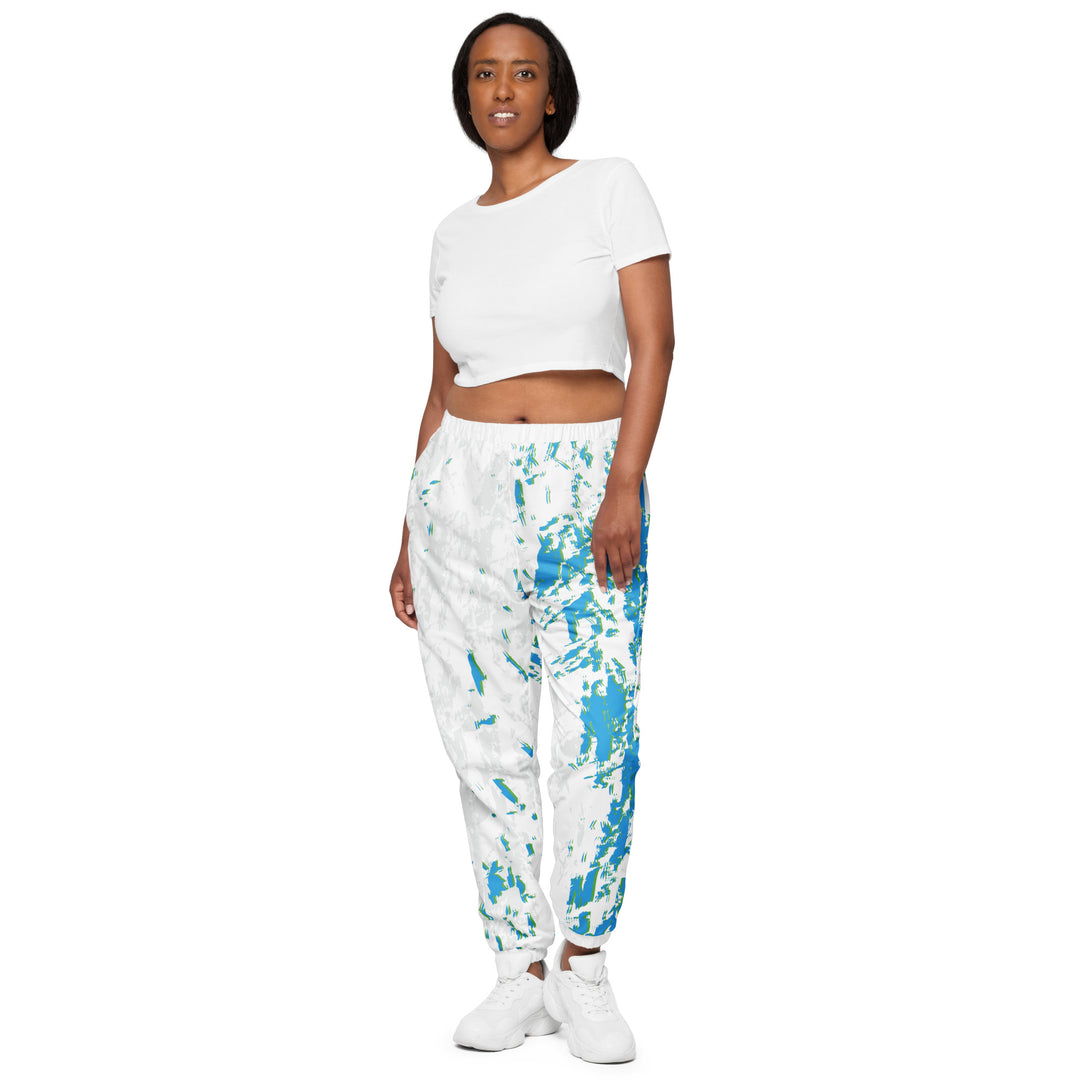 Unisex Track Pants - White-Turquoise Action