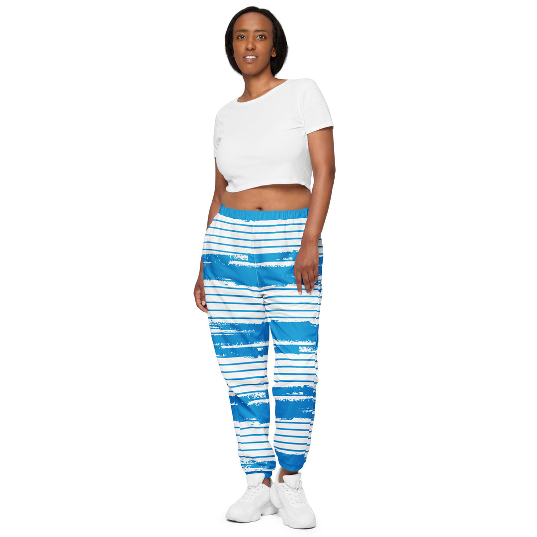 Unisex Track Pants - Blue-White Candy