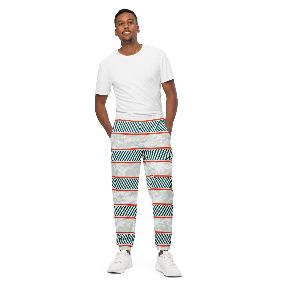 Unisex Track Pants - White-Red Tracks