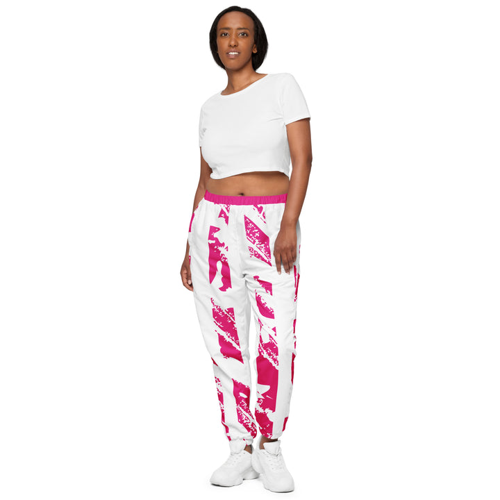 Unisex Track Pants - Pink-White Bar