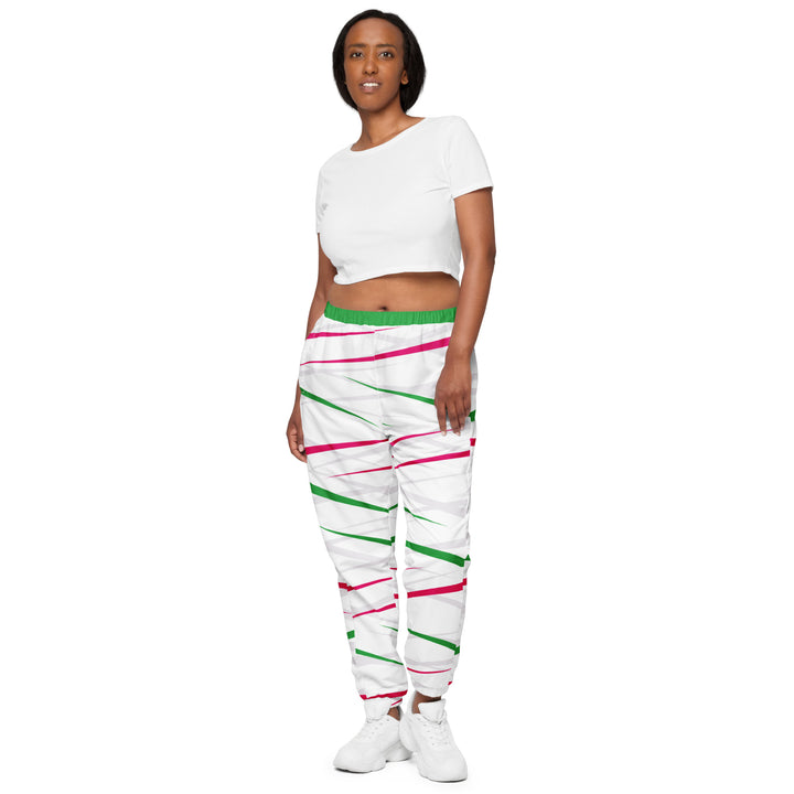 Unisex Track Pants - White-Green Spike