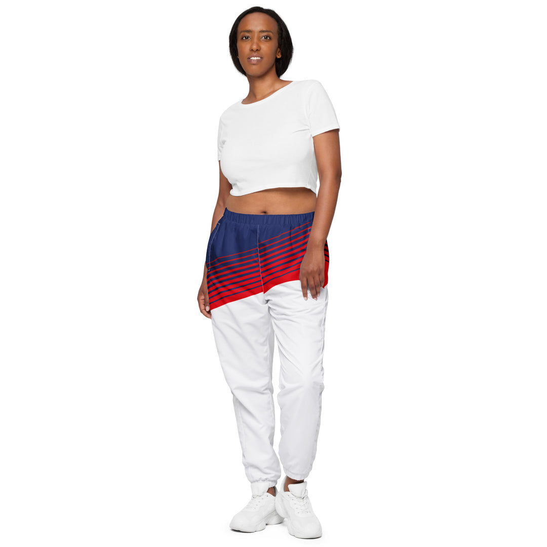 Unisex Track Pants - White-Red Transition