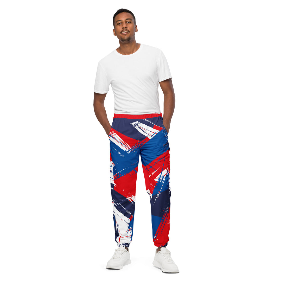 Unisex Track Pants - Blue-Red Clutter