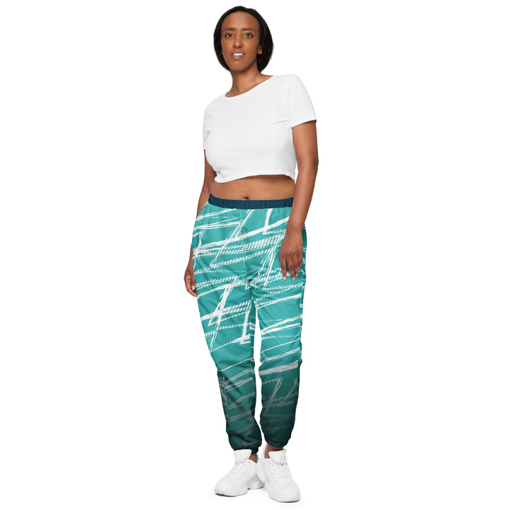 Unisex Track Pants - Turquoise-White Street