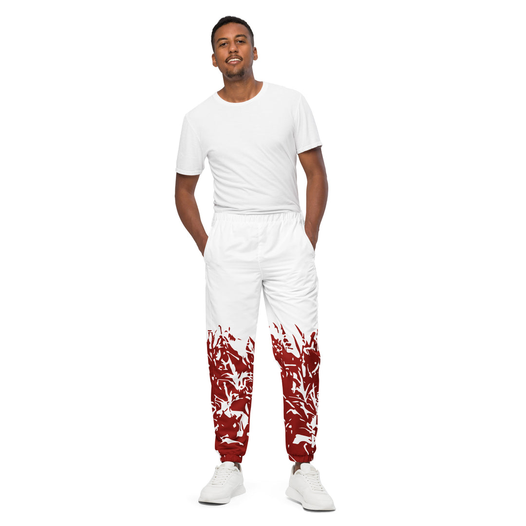 Unisex Track Pants - Red-White Grass