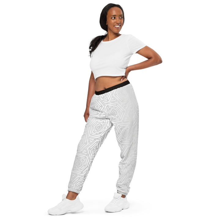 Unisex Track Pants - White-Grey Maze