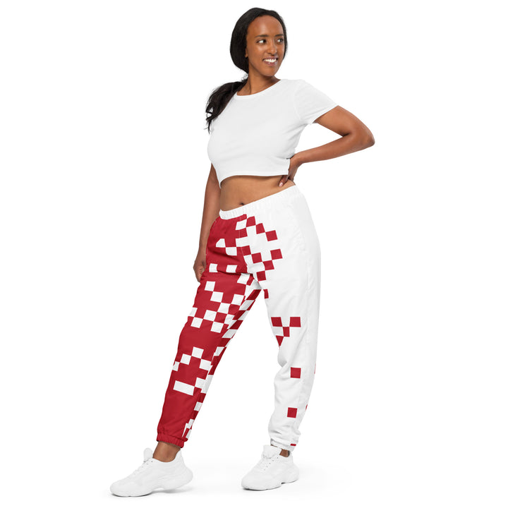 Unisex Track Pants - Red-White Pixel