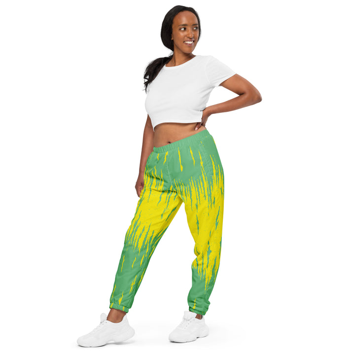 Unisex Track Pants - Yellow-Green Flame