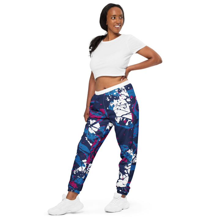 Unisex Track Pants - White-Blue Fiction