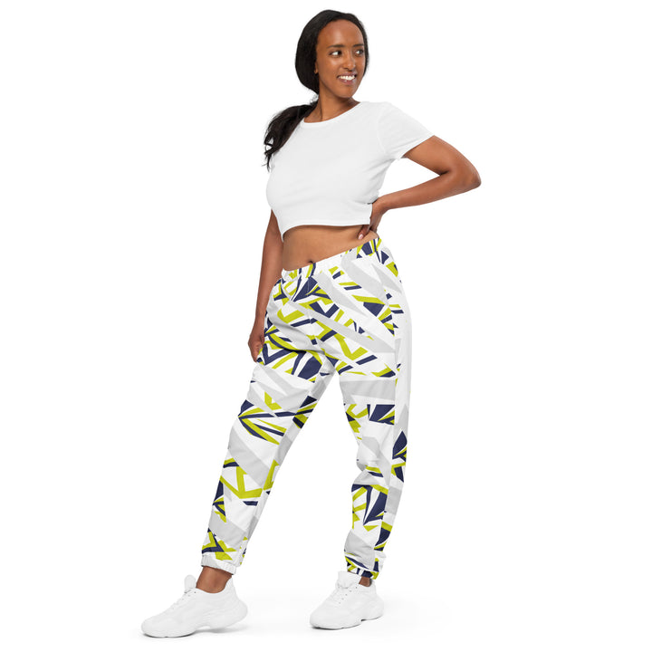 Unisex Track Pants - White-Green Rider