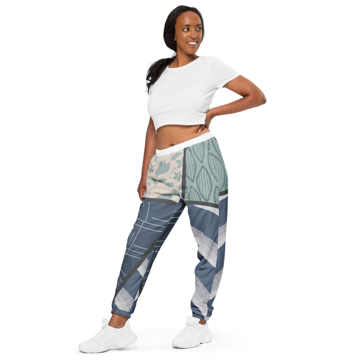 Unisex Track Pants - Blue-Beige Cross