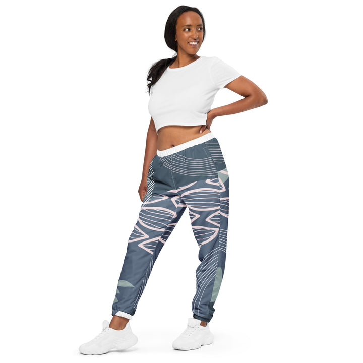 Unisex Track Pants - Grey-White Plant