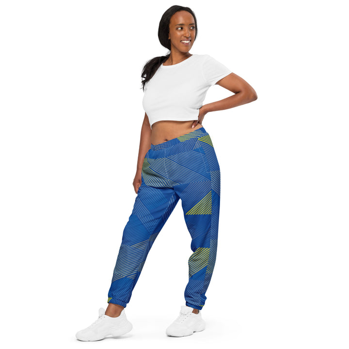 Unisex Track Pants - Blue-Yellow Line