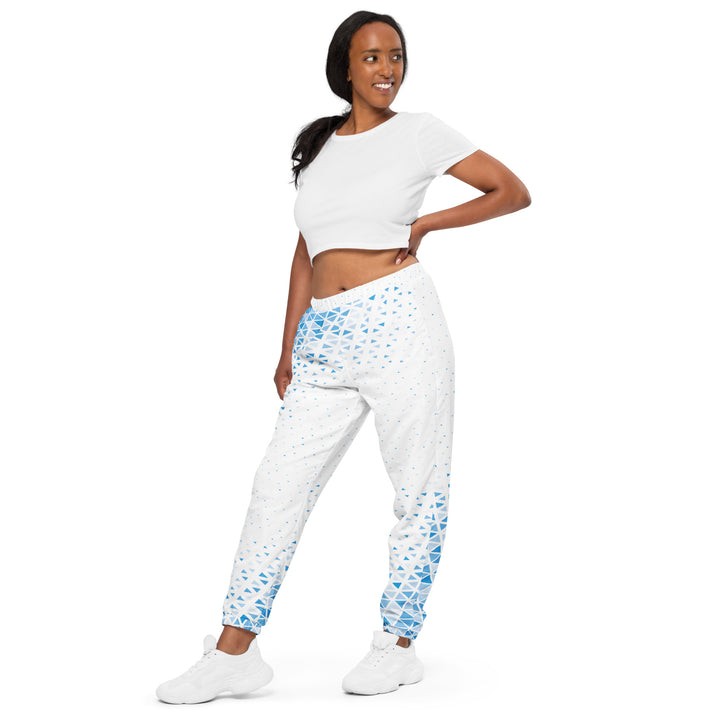 Unisex Track Pants - White-Blue Triangle