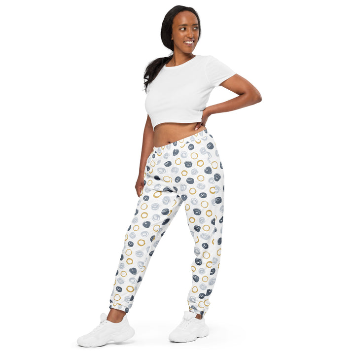 Unisex Track Pants - White-Yellow Dots