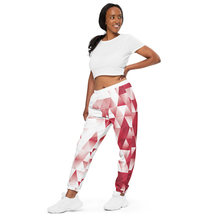 Unisex Track Pants - White-Red Fade